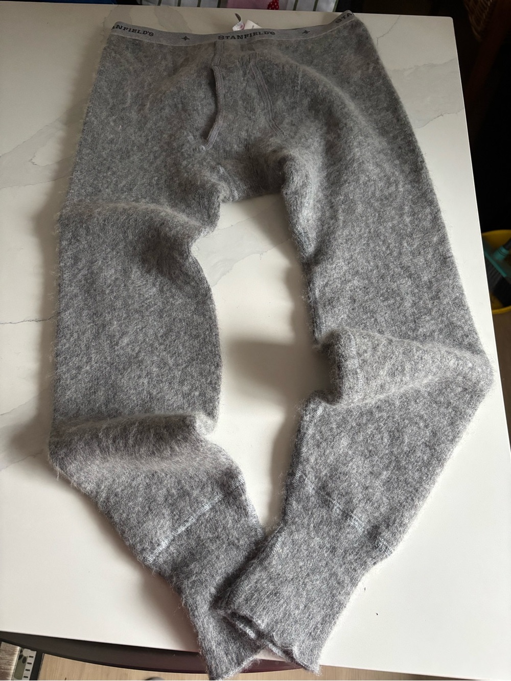 Stanfield’s Men’s Gray Fuzzy wool long Johns — Warm Insulating Base Layer